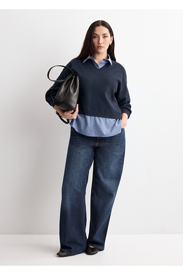 Kombine gömlek kazak - 8