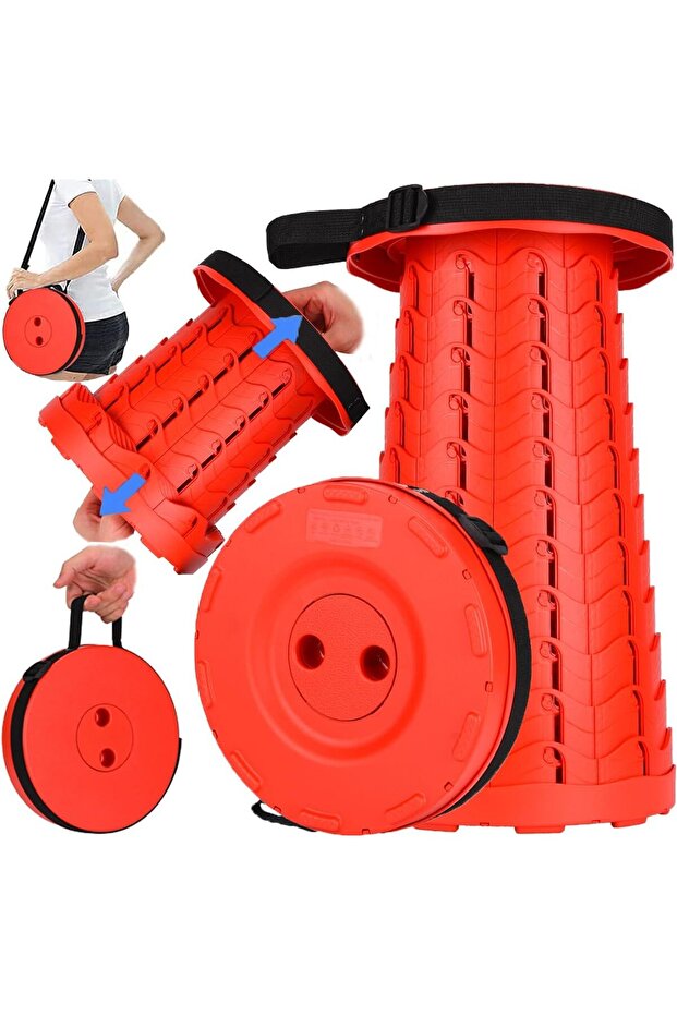 Portable Telescopic folding Camping Stool. Adjustable Height Lightweight