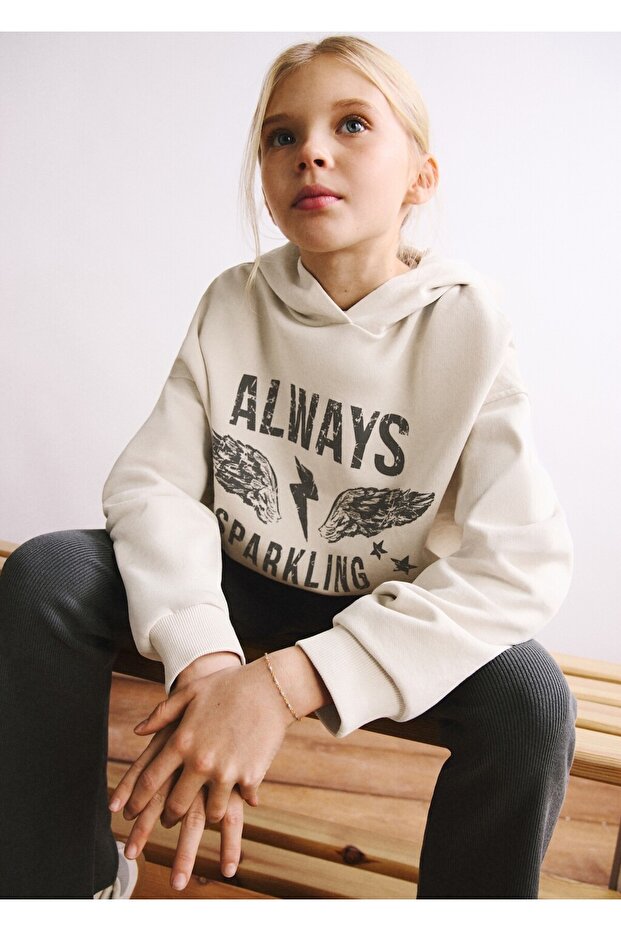 Oversize desenli sweatshirt - 1