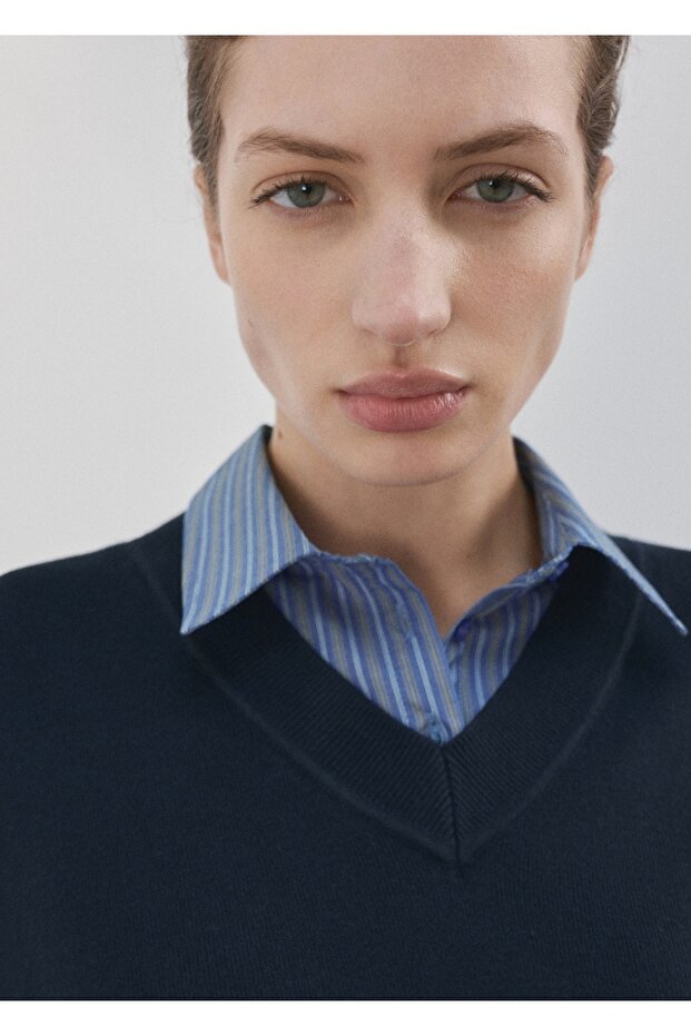 Kombine gömlek kazak - 6