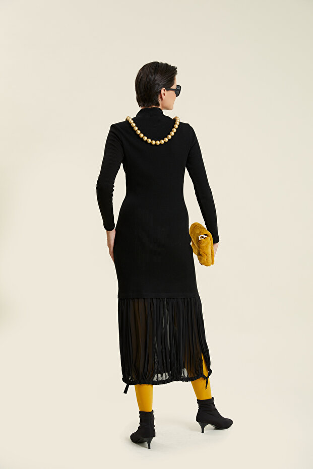 Kraşlı Triko Elbise - 3