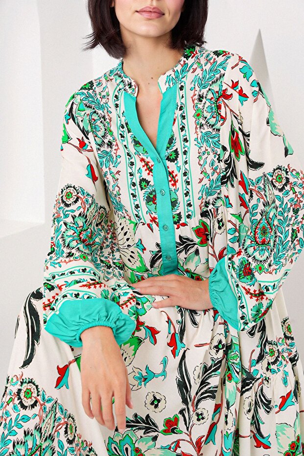 BDART Astarlı V Yaka Maxi Elbise - 4