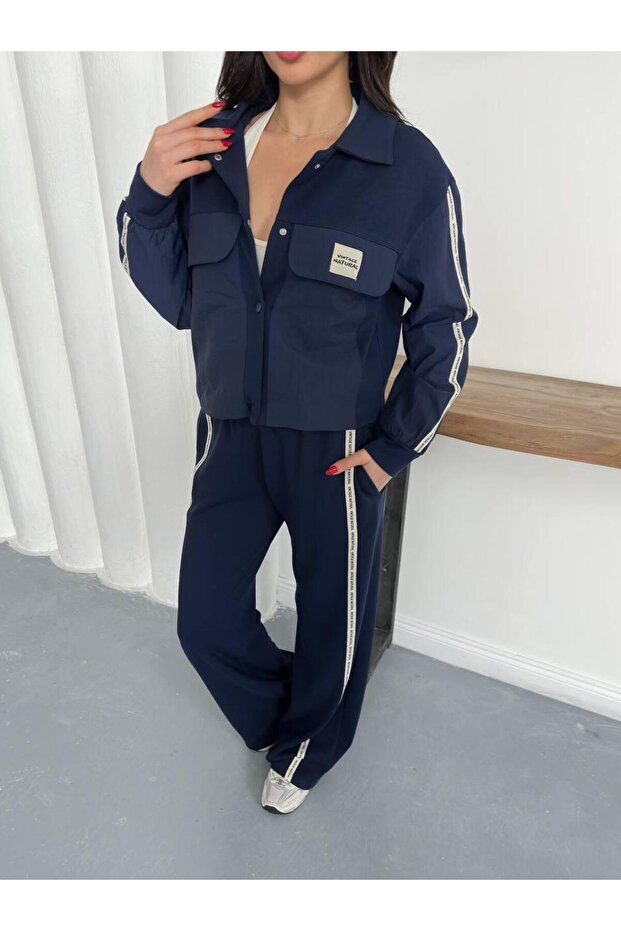 Technical Fabric Label Detailed Striped Double Set