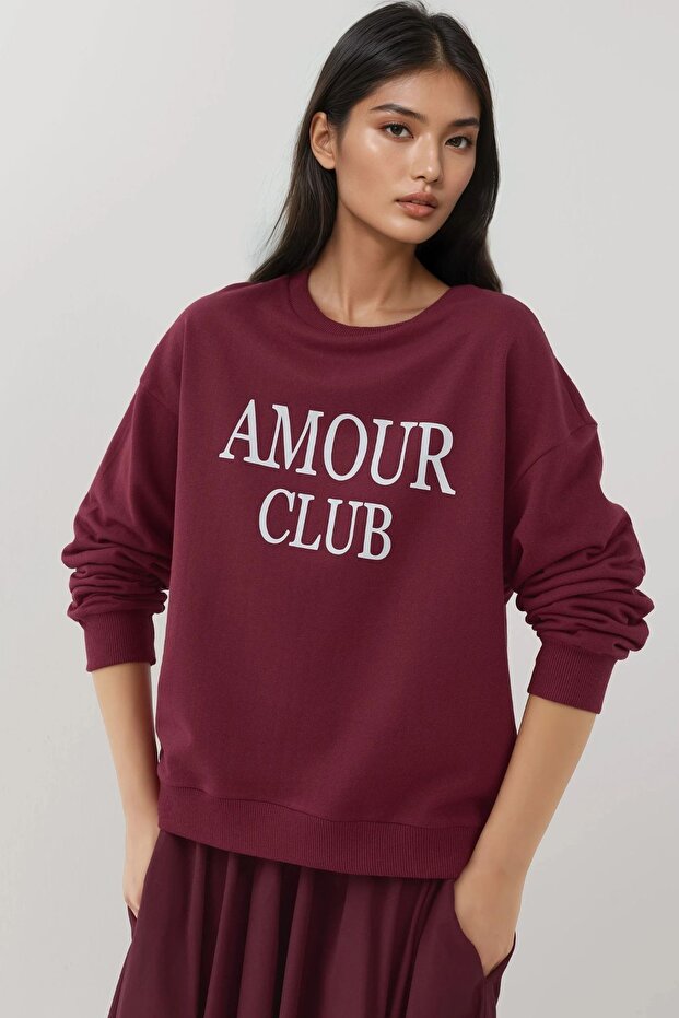 Baskılı Rahat Kesim Şardonlu Sweatshirt - 5