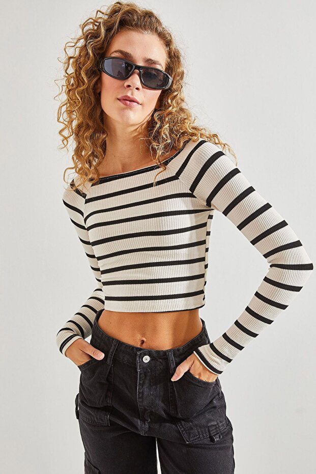 LUCCI Striped Basic Crop Top - 1
