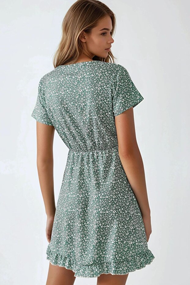 Mini V Yaka Ditsy Çiçekli Elbise Busem Collection - 3