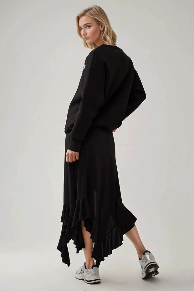 Drapeli Asimetrik Maxi Etek - 2