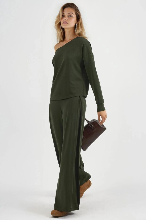 BUSEM Geniş Paça Pileli Pantolon - 5