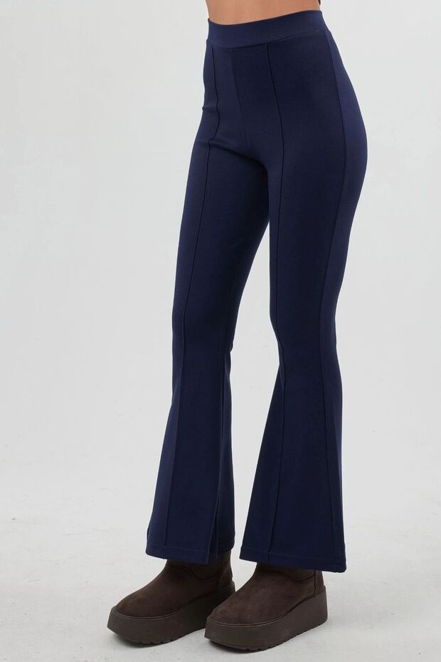 Modal Dokulu İspanyol Paça Pantolon - 2