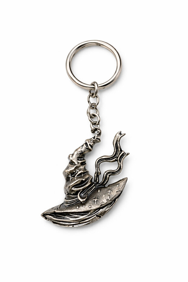Mystic Witch Hat – Antique Silver Color Metal Keychain with Hat Figure