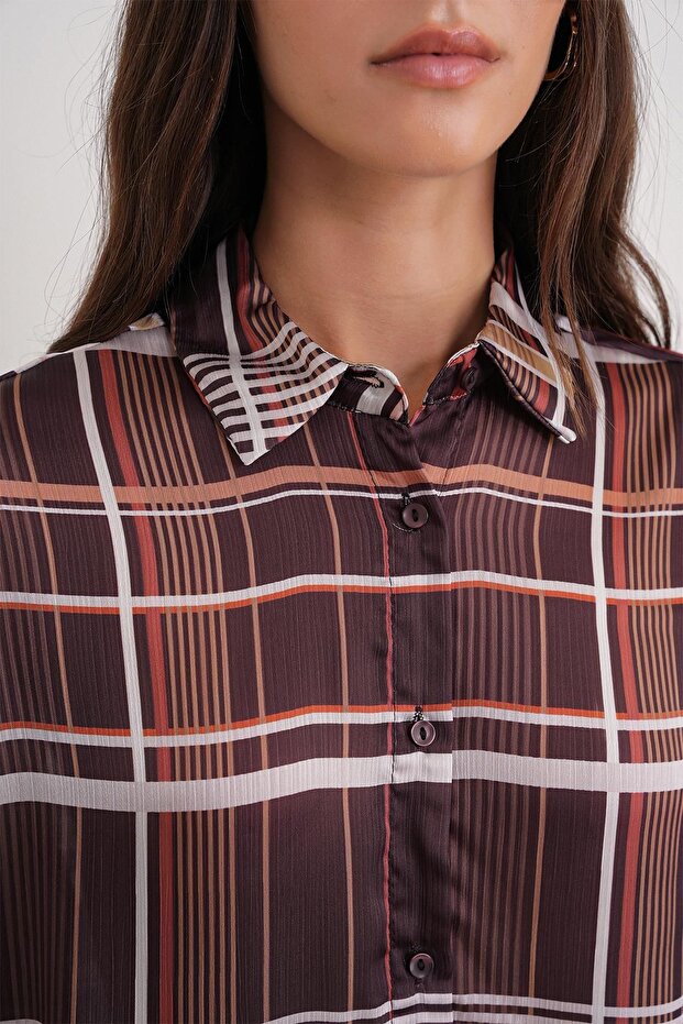 Mixray checked button-down satin shirt - 6