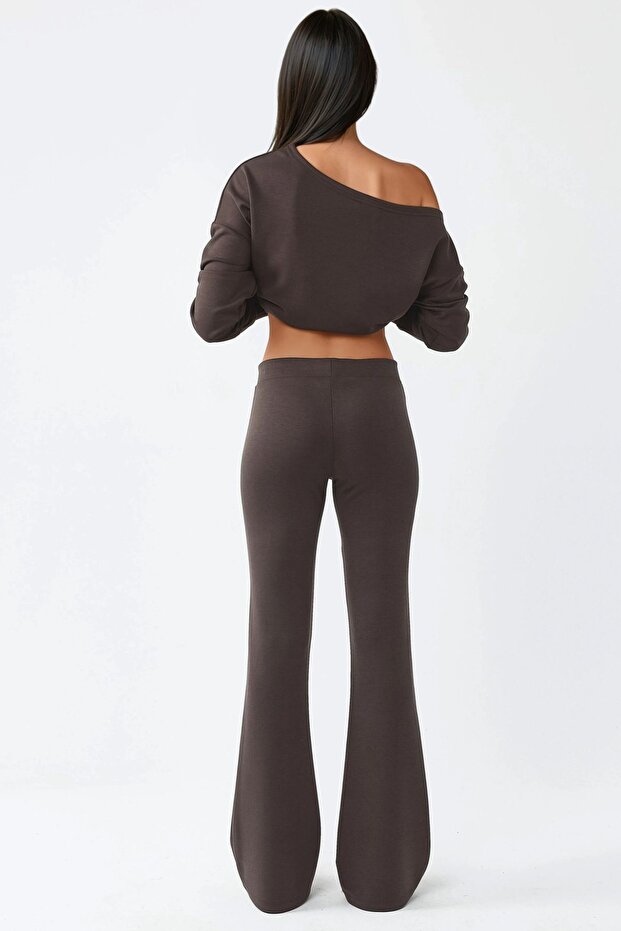 BUSEM Nervürlü Esnek Örme Flare Pantolon - 5