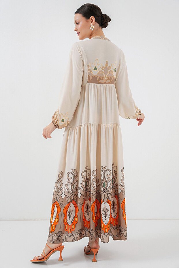 فستان ماكسي من BDART بتصميم V-Neck مع أزرار - 5