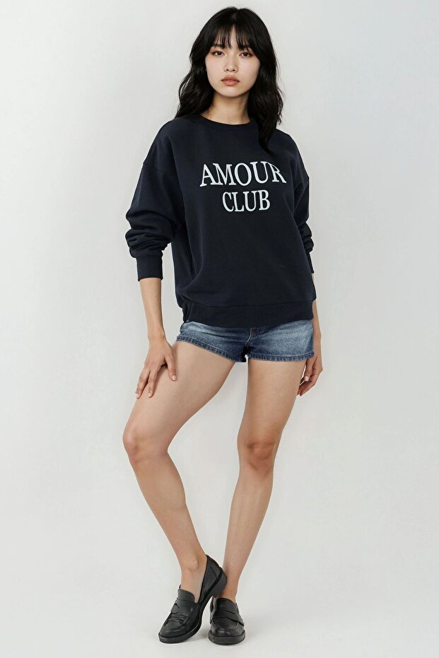 Baskılı Rahat Kesim Şardonlu Sweatshirt - 6