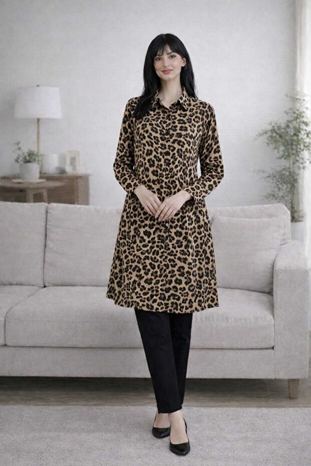 Viscose Tunic,Leopard Patterned Viscose Tunic,Leopard Tunic - 5