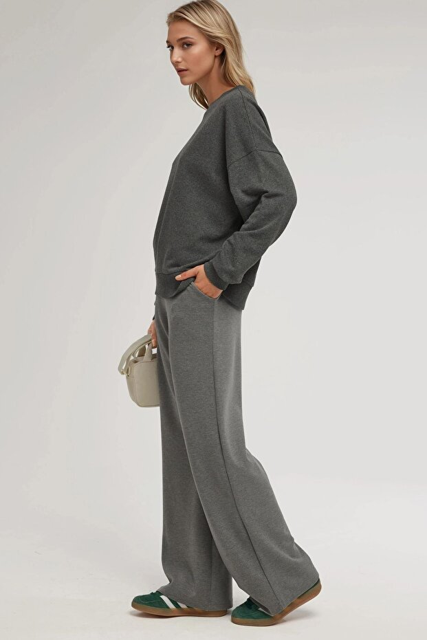 Oversize Bisiklet Yaka Basic Sweatshirt - 6