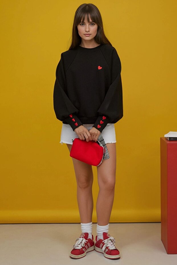 İşlemeli Pamuklu Sweatshirt - 4