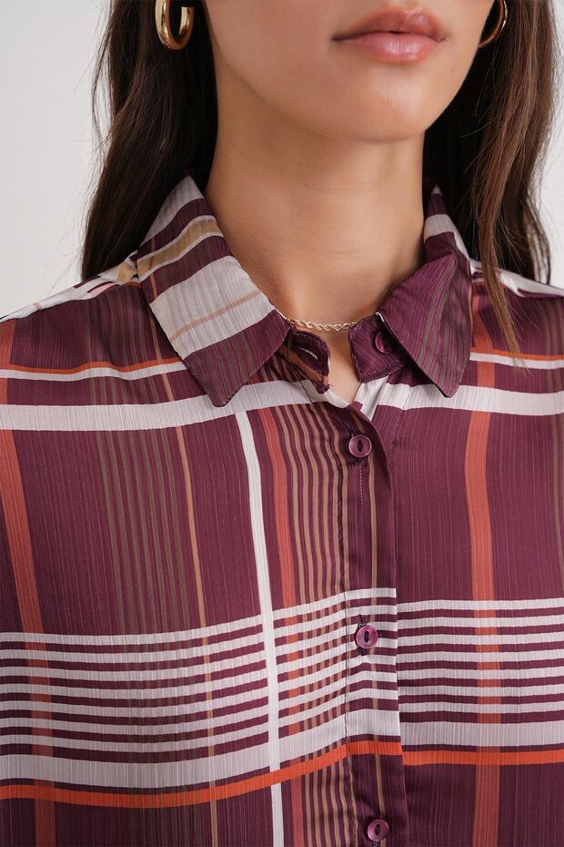 Mixray checked button-down satin shirt - 6
