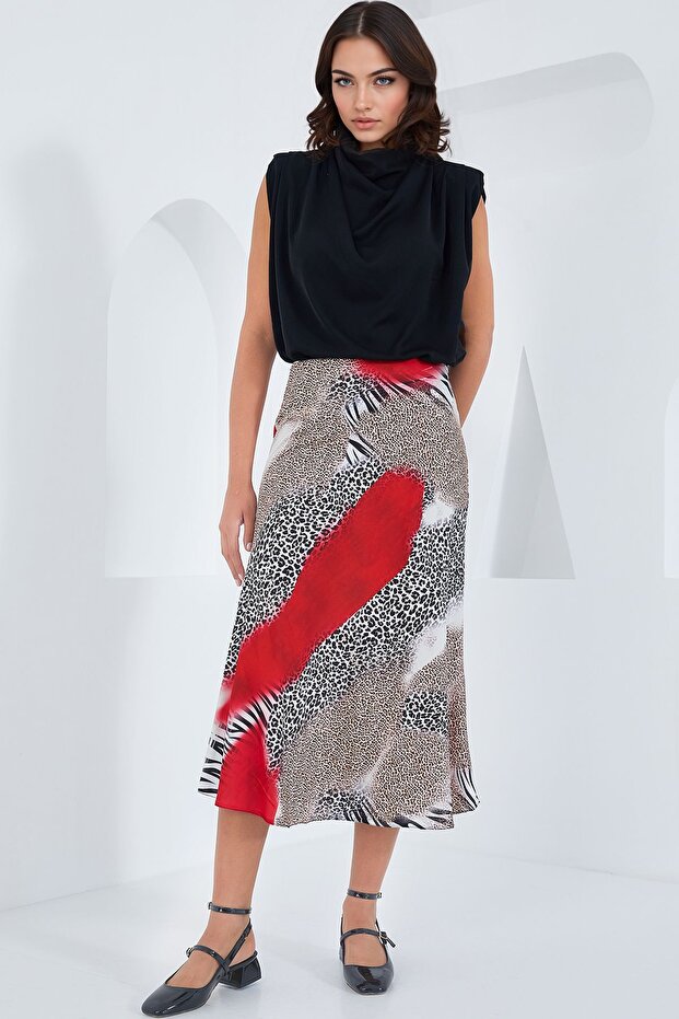 BDART Elastik A-Form Kesim Midi Etek - 1