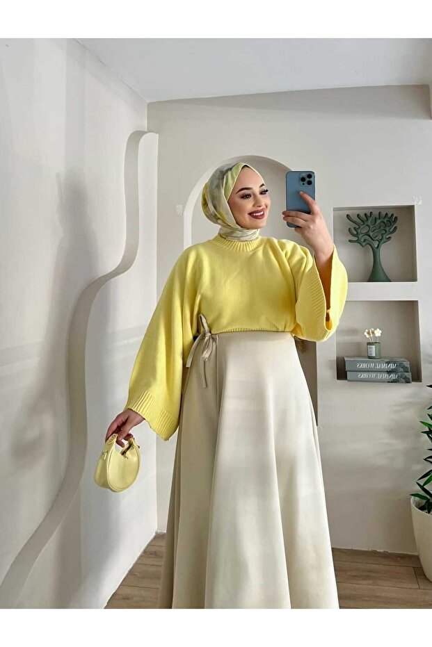 Women's Yellow Bat Sleeve Sweater