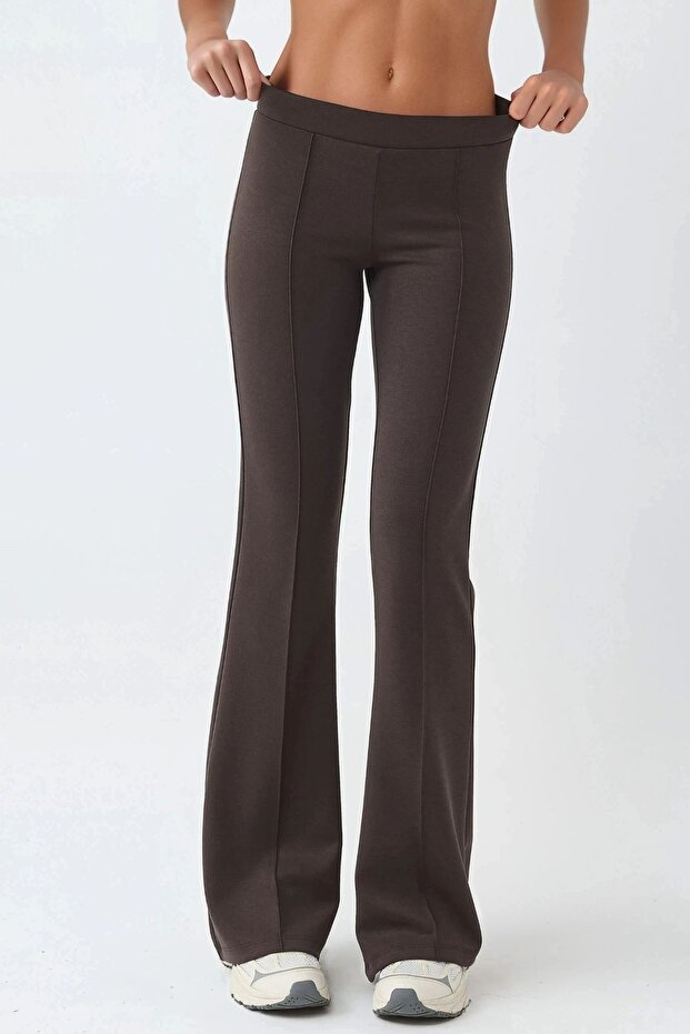 BUSEM Nervürlü Esnek Örme Flare Pantolon - 1