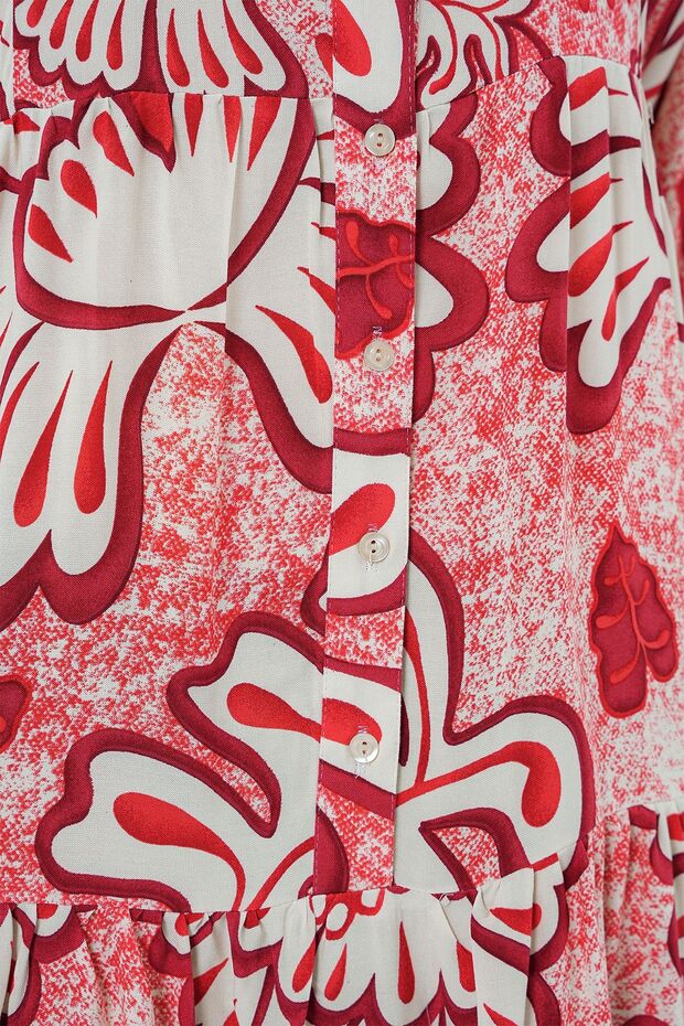 فستان ماكسي من BDART بتصميم V-Neck مع أزرار - 4