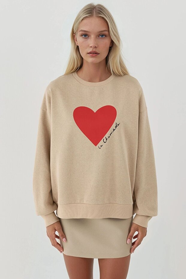 Baskılı Yuvarlak Yaka Sweatshirt - 2