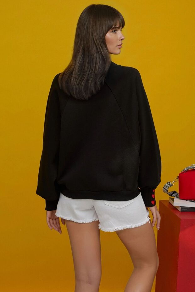 İşlemeli Pamuklu Sweatshirt - 5