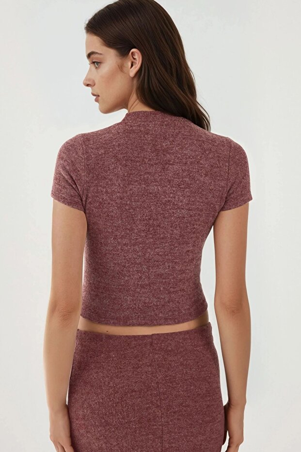 Slim Fit Triko Crop Bluz - 5