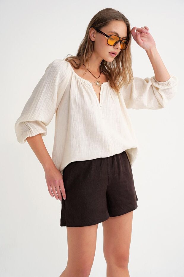 Mixray button muslin blouse - 3