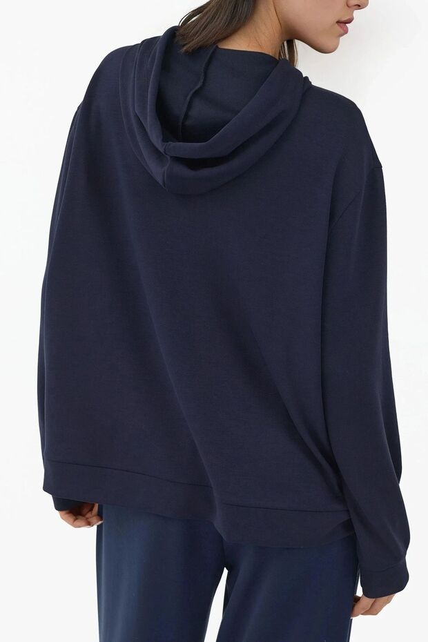 Modal Touch Fermuarlı Kapşonlu Sweatshirt - 2