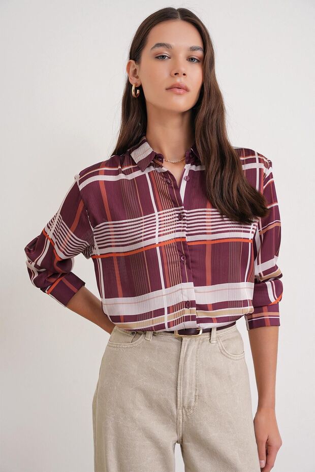 Mixray checked button-down satin shirt - 3