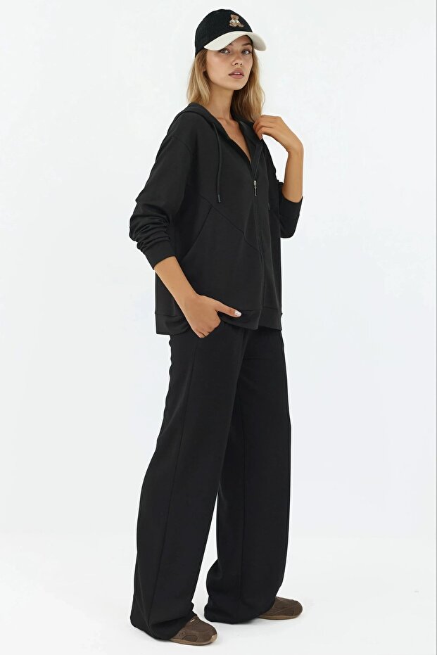 Modal Touch Fermuarlı Kapşonlu Sweatshirt - 3