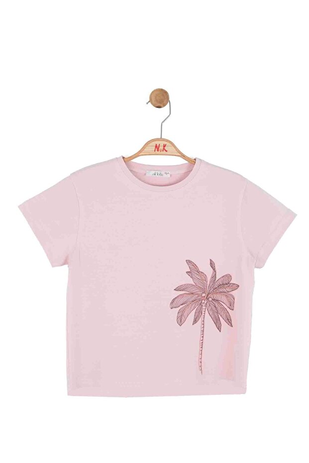 Girl's Palm Tree Tshirt 8-14 Years Old Powder