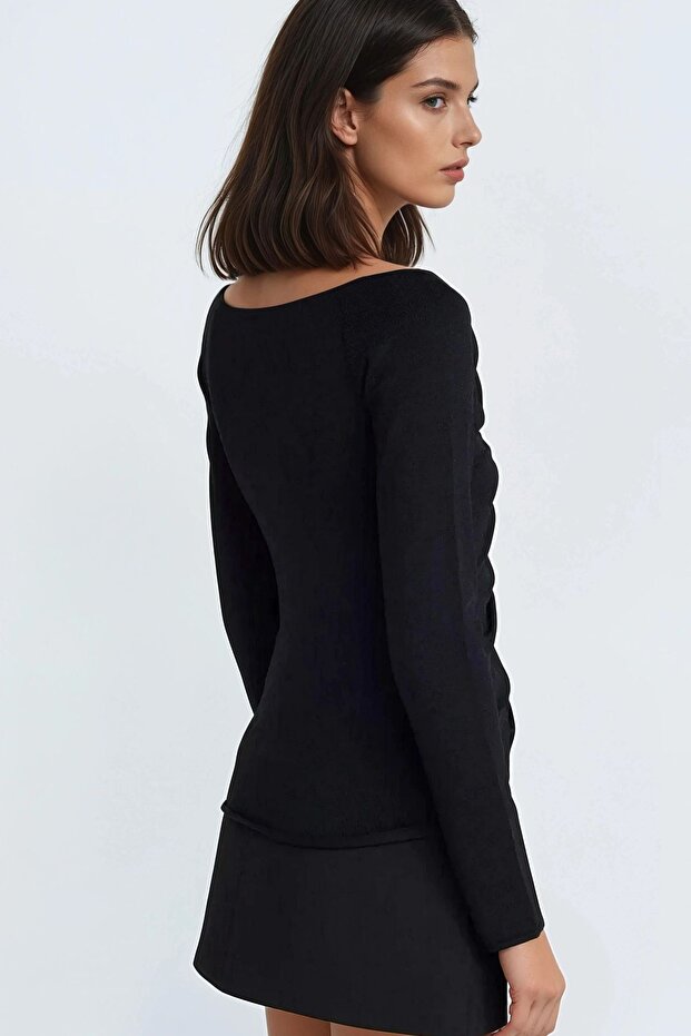 Düz Yüksek Bel Mini Şort Etek - 3