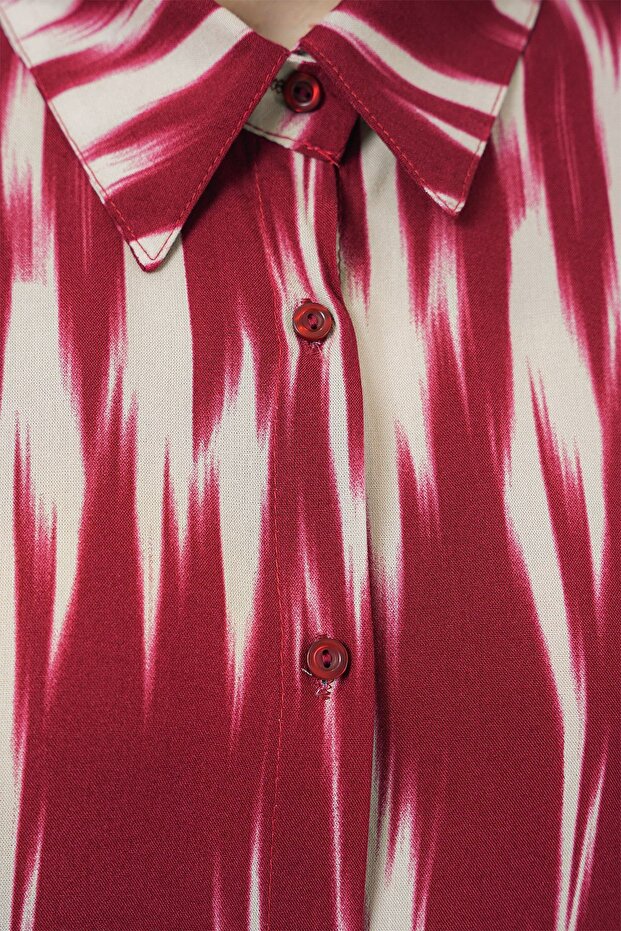 BDART Düğmeli Oversize Desenli Gömlek - 4