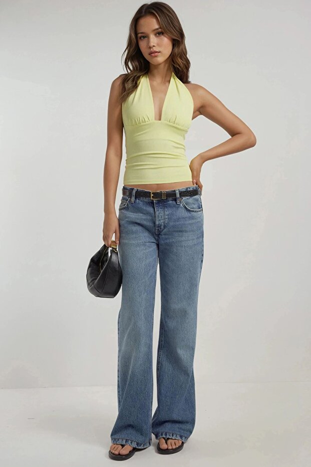 Dar Kesim V Yaka Örme Üst - 4