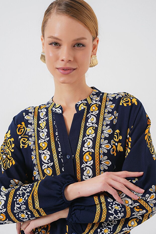 فستان ماكسي من BDART بتصميم V-Neck مع أزرار - 3
