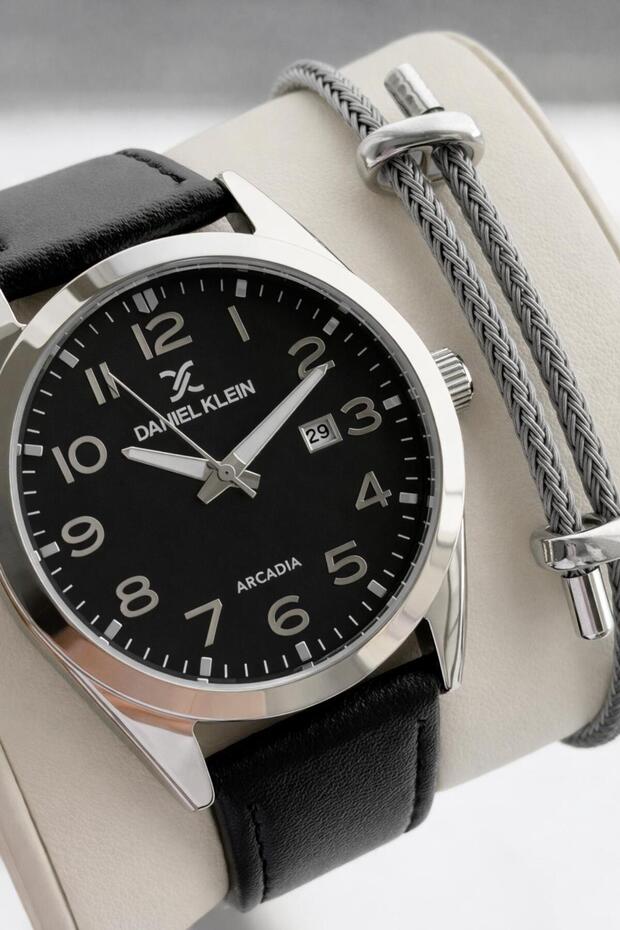 Leather Cord Calendar Dial 2 Year Warranty 3 Atm Resistant Men Wristwatch Es14272-6