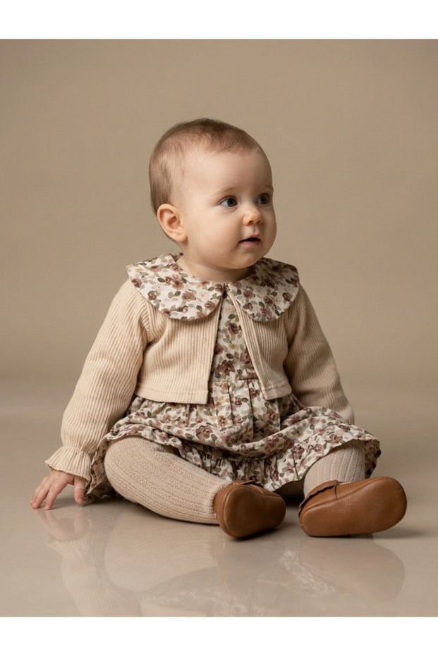 Baby Girl Rose Jacquard Linen Dress