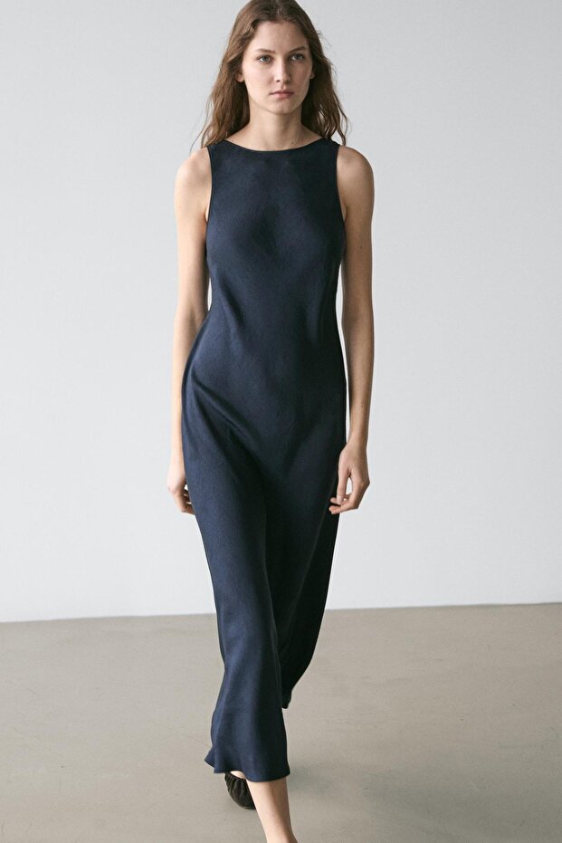 Dökümlü midi elbise - 2