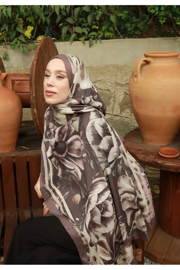 Ash Desen Bambu Şal - 1