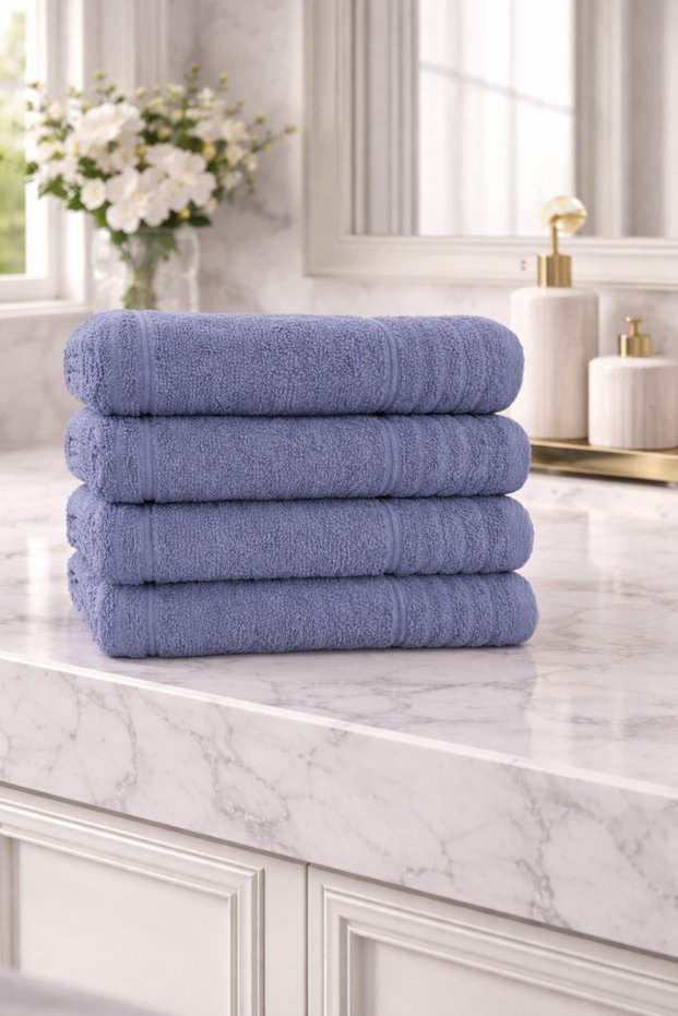 Mist Blue 4-Piece 50X90Cm Hand, Face & Hair Towel Set | Towel | Hand Towel I Dowry Towel