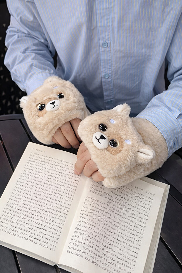 قفازات على شكل كلب من القطيفة - 1