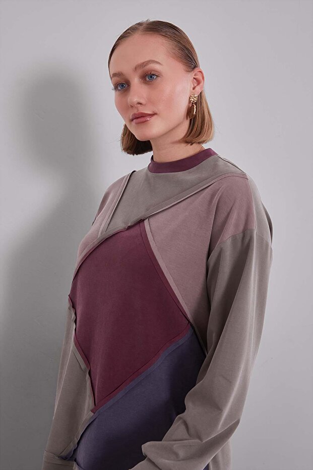 Khaki geometric pattern two-piece set - 3