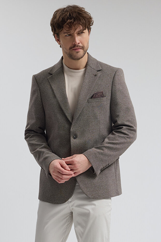 Savue Men's Bitter Brown Cotton Blended Lycra Stretch Fabric Sports Blazer Jacket