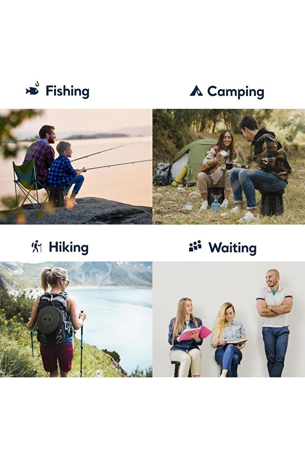 Portable Telescopic folding Camping Stool. Adjustable Height Lightweight - 2