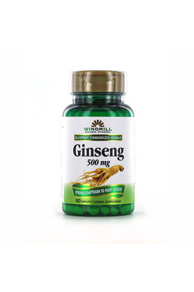 500mg Ginseng Vitality Support Herbal Supplement - GMO free, gluten free, sugar free