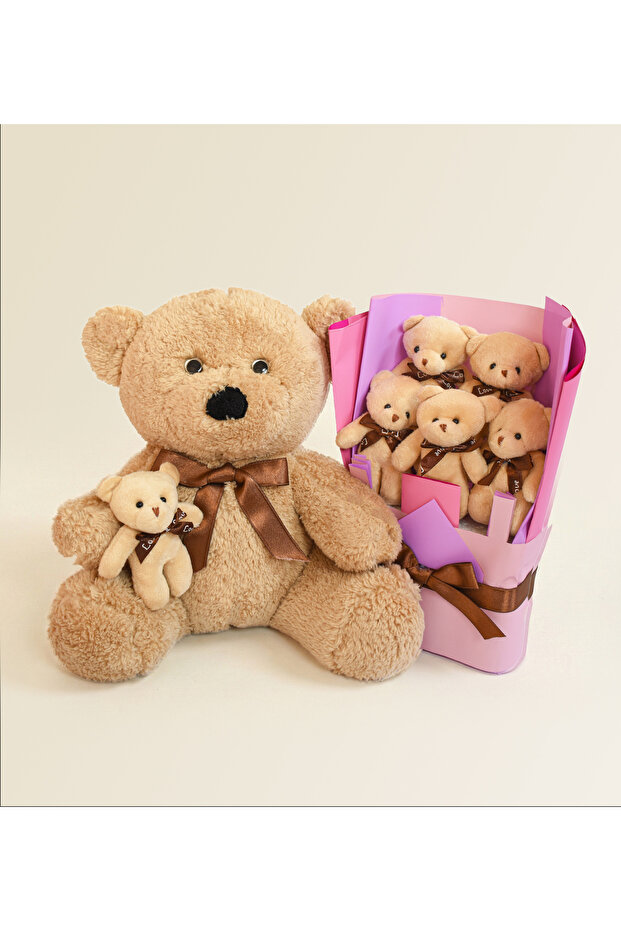 Special Big Plush Teddy Bear & Mini Teddy Bear Bouquet for Valentine's Day – Romantic Love Gift