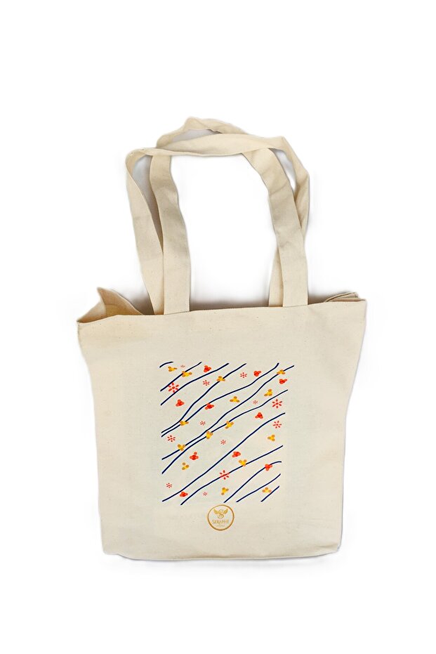 Special Design Patterned Gabardine Shoulder Bag 40X35X8 cm with Bellows